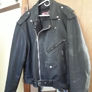 Men's Zony, Inc Black Leather Zip Up Motorcycle Jacket